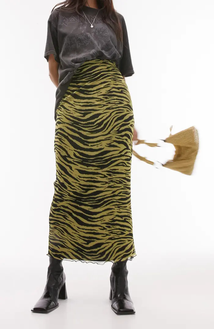 Zebra Print Mesh Skirt | Nordstrom