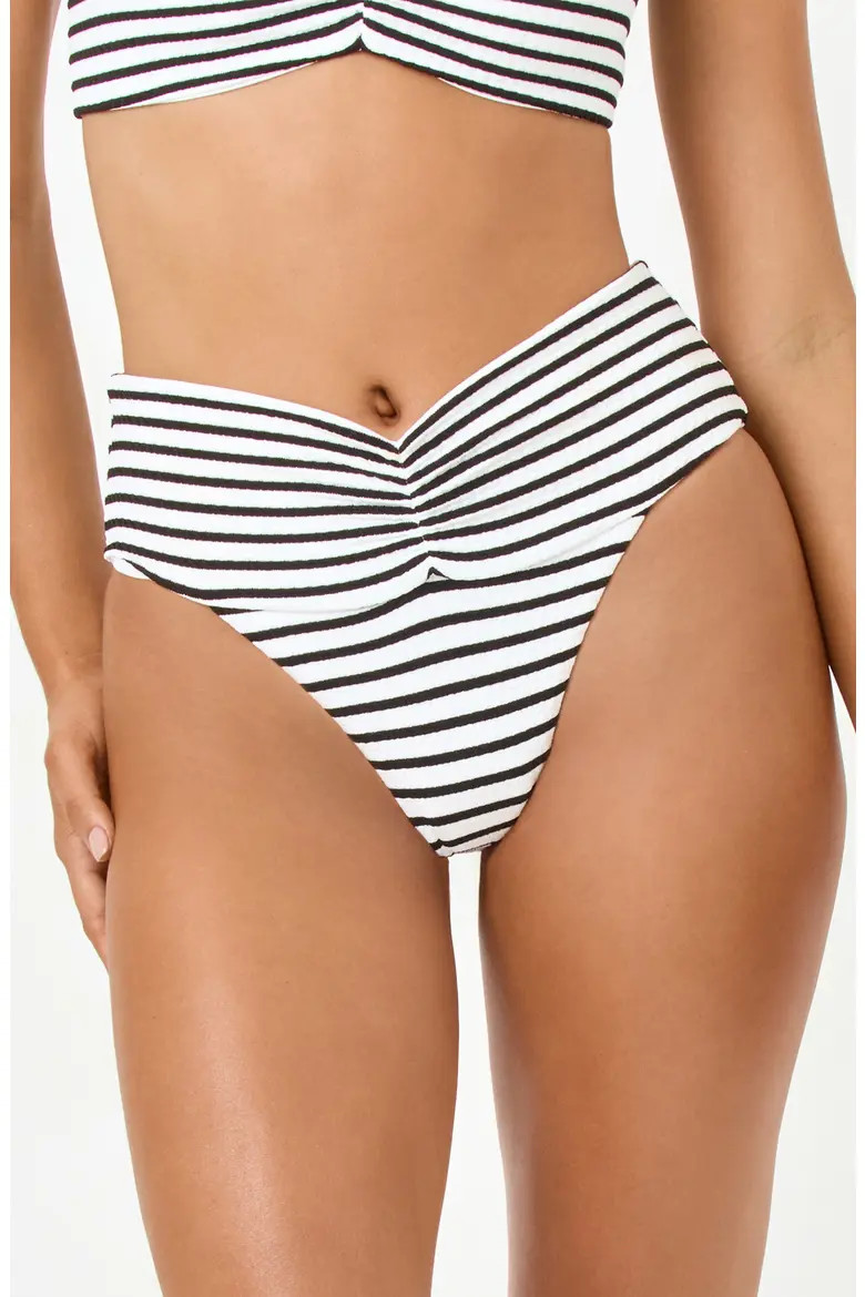 Bardot Ruched Jacquard High Waist Bikini Bottoms (Women) | Nordstrom | Nordstrom