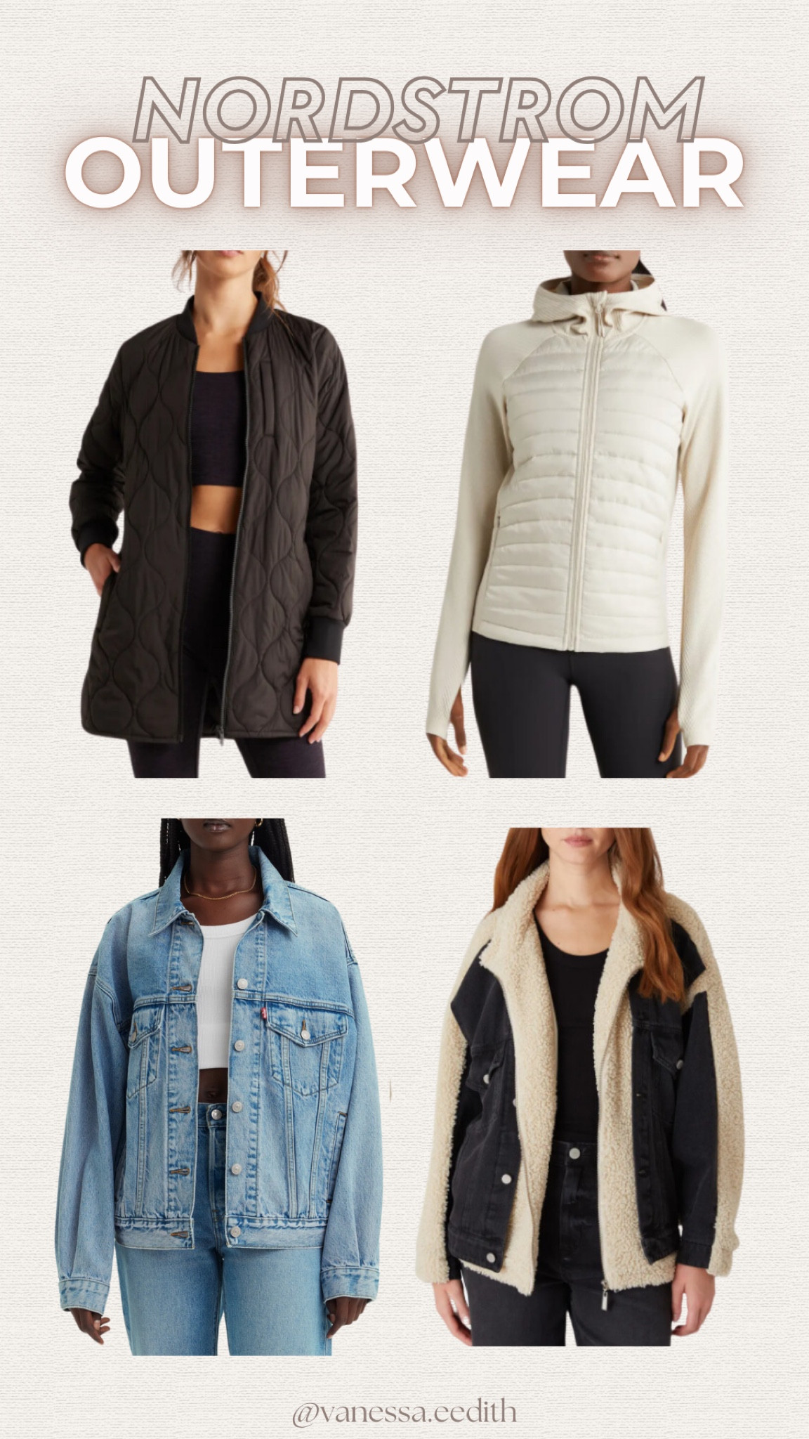 Outerwear 
Oversized denim jacket
Shearling denim jacket 
Puffer jacket 


#LTKFindsUnder100 #LTKSummerSales #LTKxNSale