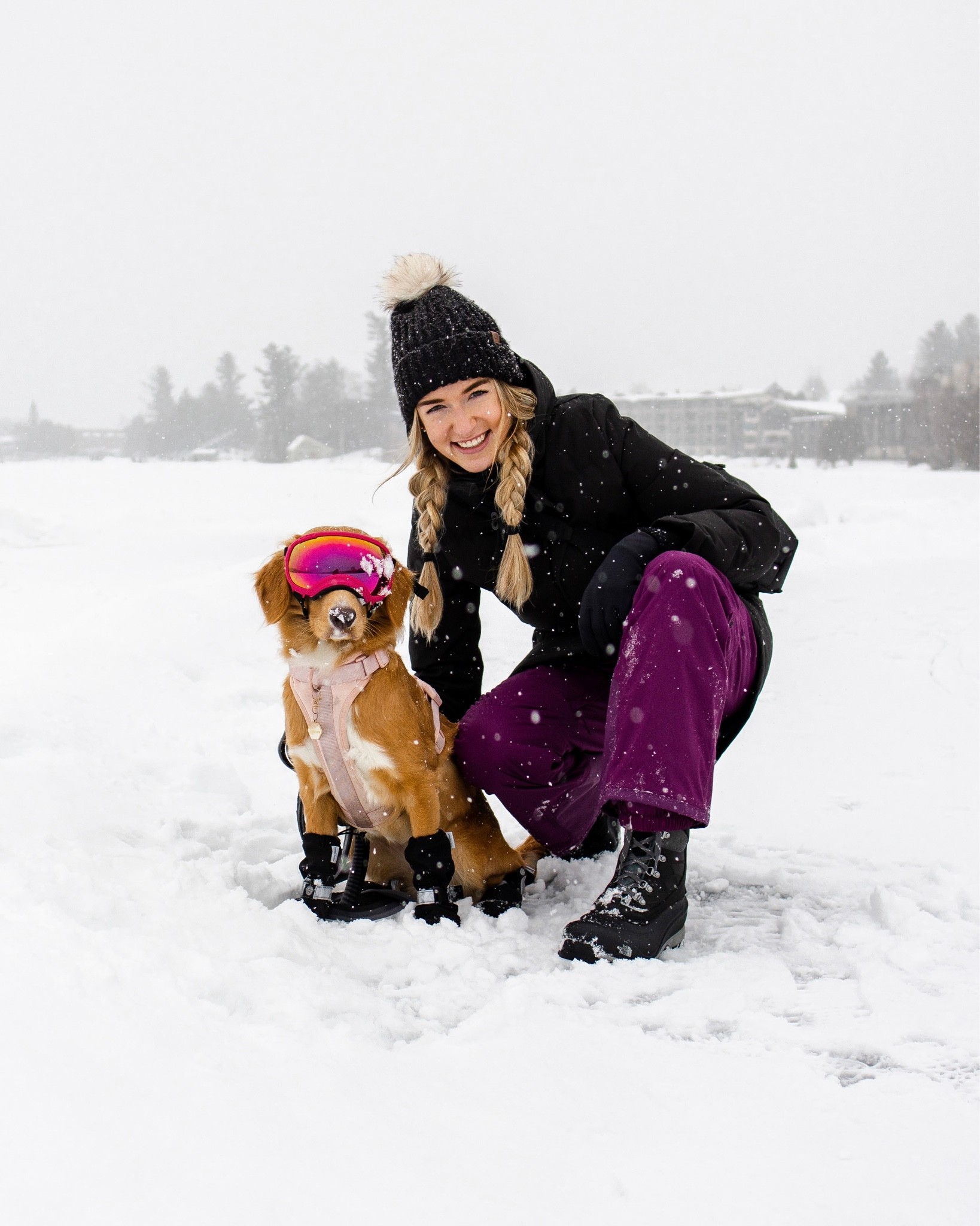 Winter gear for hiking with your dog | Jacket is Aritzia powder parka, doggles are RexSpecs, dog boots are Canada Pooch 

#LTKSeasonal #LTKtravel