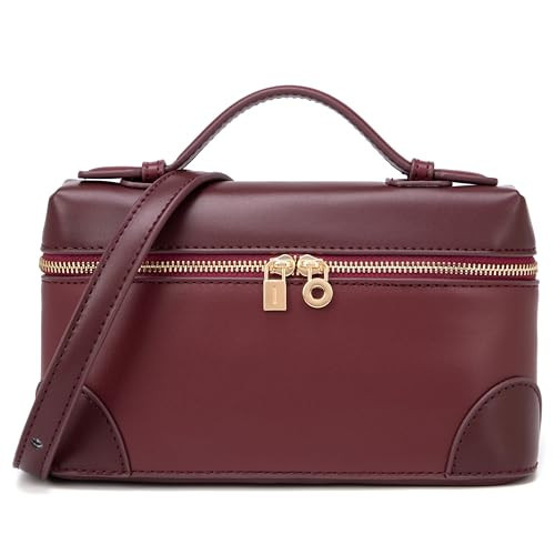 Rejolly Small Crossbody Bag for Women Leather Top-Handle Pouch Purse Shoulder Handbag Burgandy New | Amazon (US)