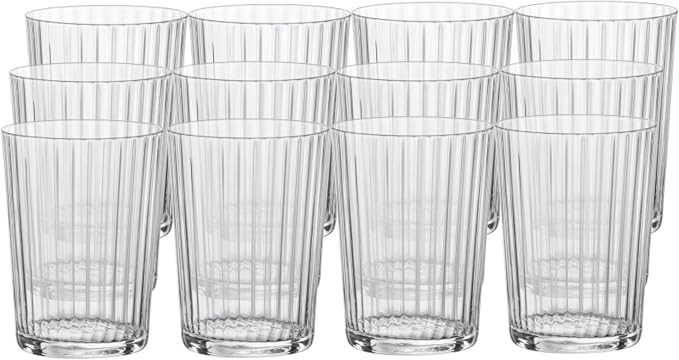 Bormioli Rocco Exclusiva Gin Fizz Glasses, Set of 12-17 Oz. Ribbed Drink Tumblers Made of Star Cr... | Amazon (US)