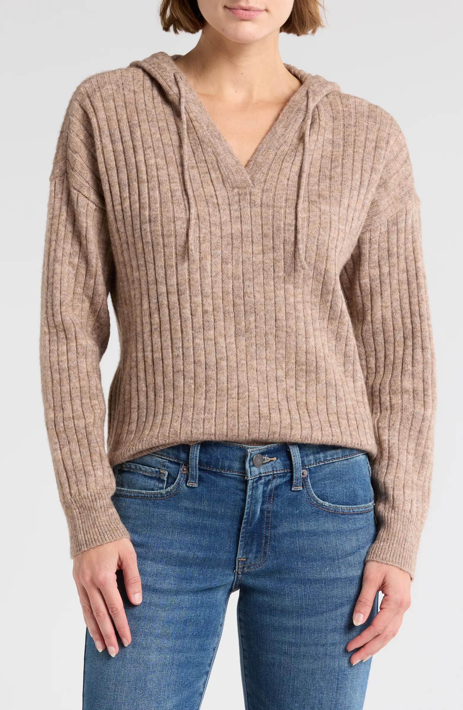 Hooded Ribbed Sweater | Nordstrom Rack