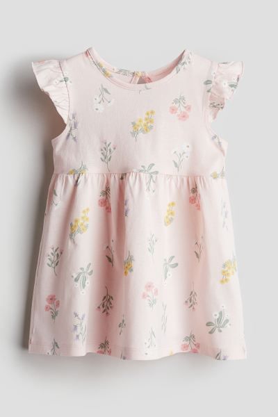 Ruffle-trimmed Jersey Dress - Round Neck - Sleeveless - Light pink/floral - Kids | H&M US | H&M (US + CA)