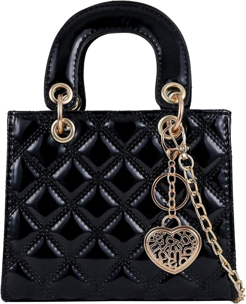 Qiayime Purses and quilted Handbags for Women Shiny Patent Ladies Chain Top Handle Satchel Shoulder  | Amazon (US)