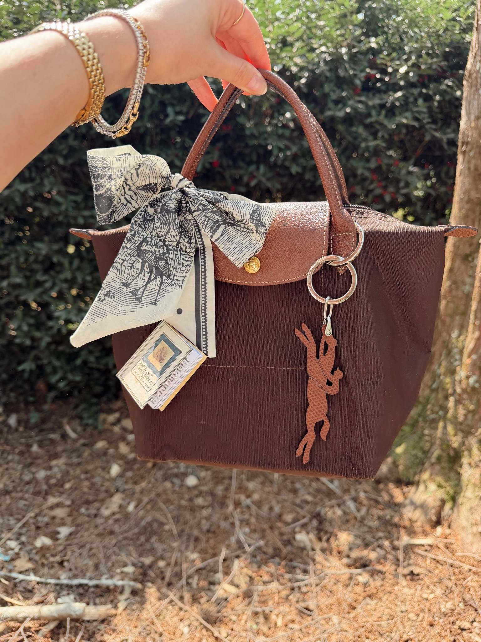 Bag of the day 🤎 this is the discontinued Longchamp color I found on the Real Real because I saw Kate Middleton used to carry it 😍

These leather  Longchamp horse keychains/ bag charms are back in stock!

This Anne of green gables book charm is actually an ornament I found on Etsy and it makes the perfect mini book bag charms ❤️

#LTKFestival #LTKootd