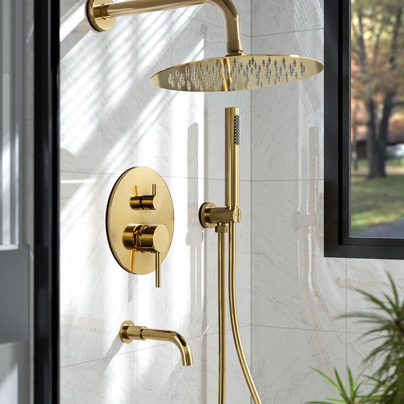 AquaFusion Trio Collection Tub And Shower Faucet With Rough-In Valve | Wayfair North America