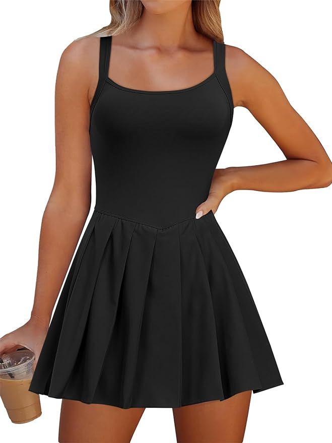ANRABESS Womens 2024 Summer Sleeveless Mini Dress Build in Shorts Pleated Tennis Golf Shorts Dres... | Amazon (US)