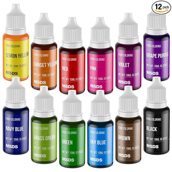 Food Coloring Set - 12 Color Food Grade Vibrant Food Dye Tasteless Liquid Color for Cake Decorati... | Amazon (US)