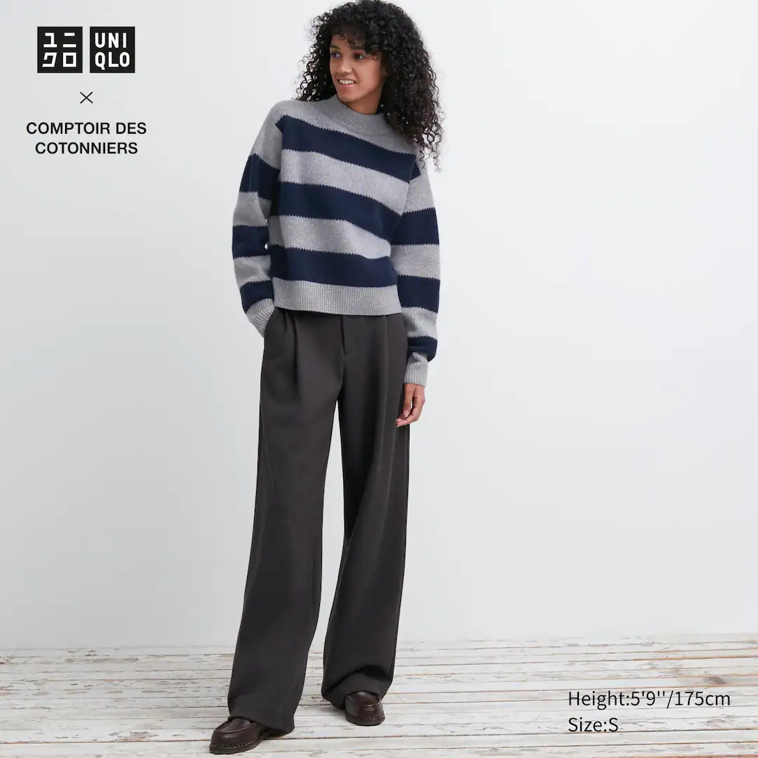 Brushed Jersey Pleated Wide Leg Trousers (Long) | UNIQLO (UK)