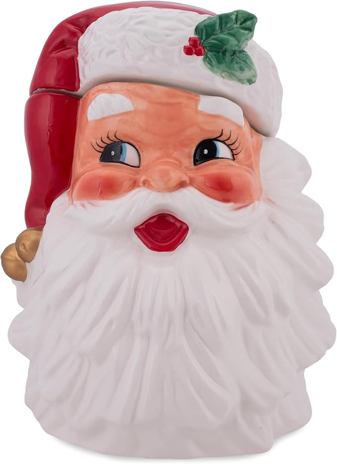 Transpac Santa Bright Red and Classic White 11.75 Inch Ceramic Christmas Cookie Jar | Amazon (US)