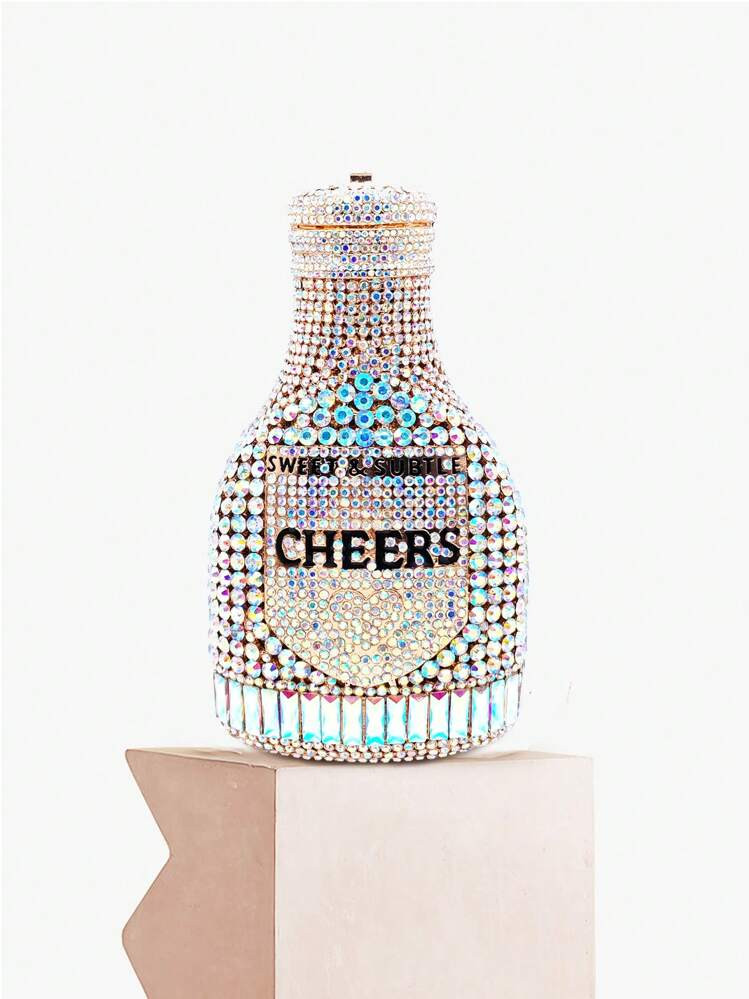 New Design!A Sparkling, Noble Champagne Bottle Dinner Bag,Glitter Bling,Shiny Glamorous,Elegant L... | SHEIN