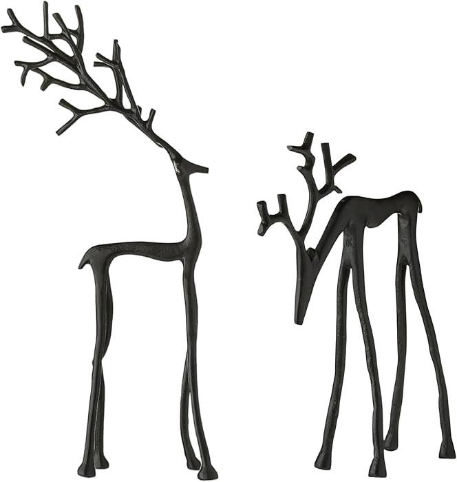 2 Pcs Black Reindeer Christmas Decor Imitation Metal Reindeer Statues Black Finish European-Style... | Amazon (US)
