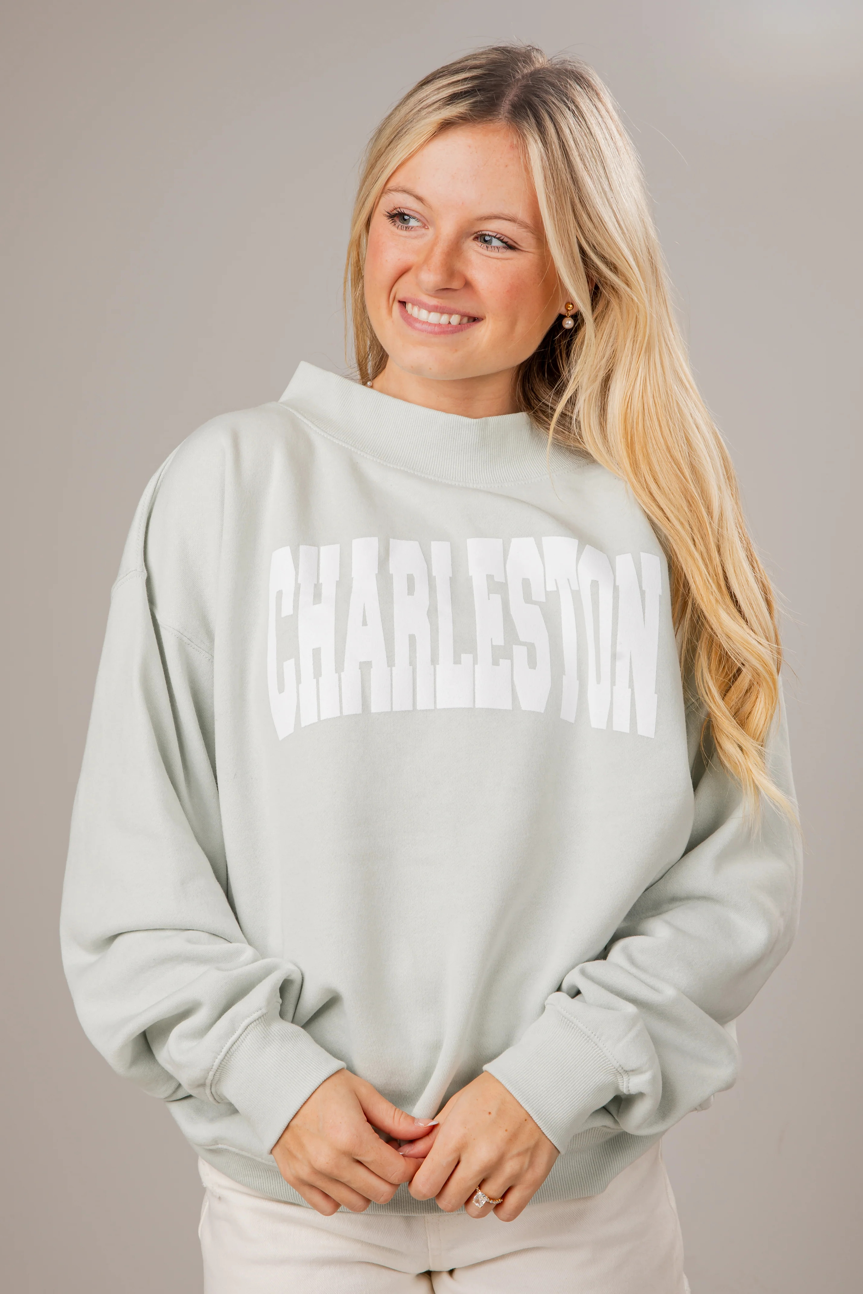Charleston Graphic Sage Mockneck Sweatshirt | DU Exclusives | DressUp | Dress Up