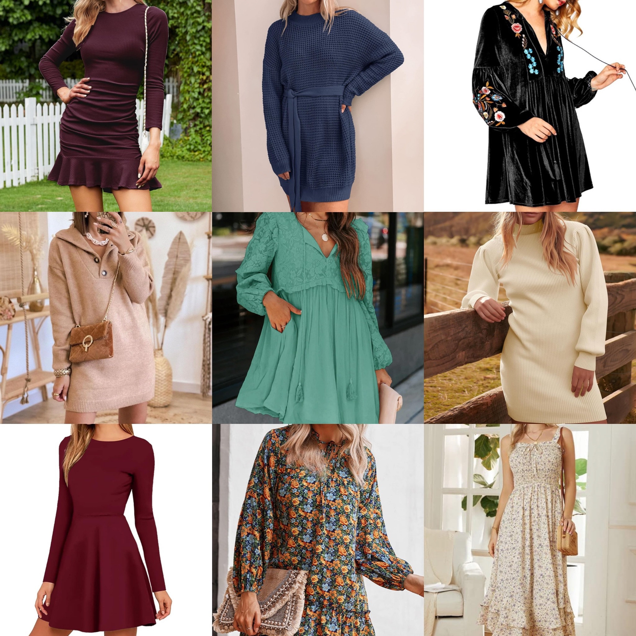 Warm weather #fall #dresses I’m obsessed with! I want to order all of them - just trying to narrow it down!

So sorry the middle dress isn’t linked - it’s out of stock, and I didn’t realize until after I made this graphic 😢.

These deesses are great for tons of occasions since they’re so loose and flowy - holiday gatherings, out to dinner, brunch, or even just running errands and shopping. When it gets colder out, I’ll wear with a trench coat and high boots. 

#LTKfindsunder50 #LTKstyletip #LTKSeasonal