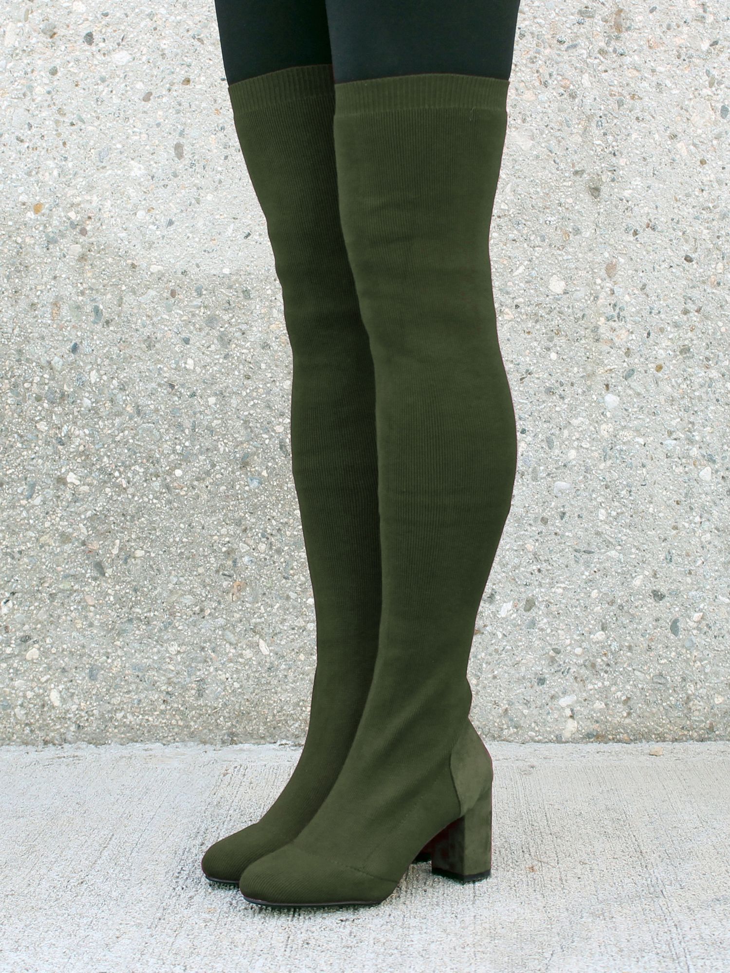 Nature Breeze Over the Knee Women's Sock Boots in Olive | Walmart (US)