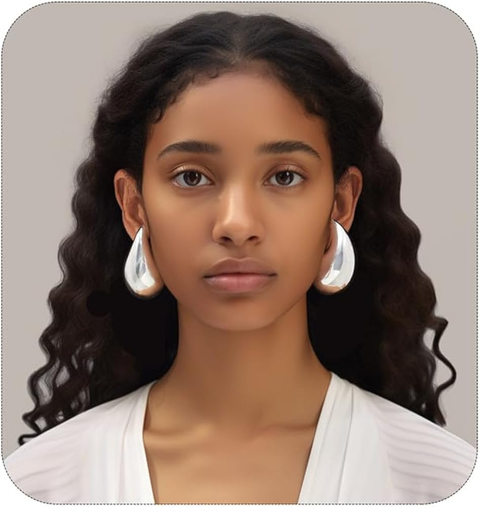 Chunky Gold Hoop Earrings for Women, Extra Large Dop Earrings Dupes Lightweight Waterdrop Teardro... | Amazon (US)