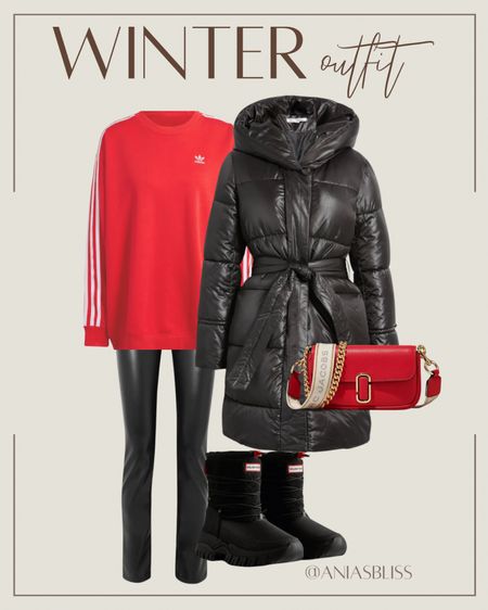 Winter outfit, red sweatshirt, snow boots, casual outfit 

#LTKstyletip #LTKSeasonal #LTKshoecrush