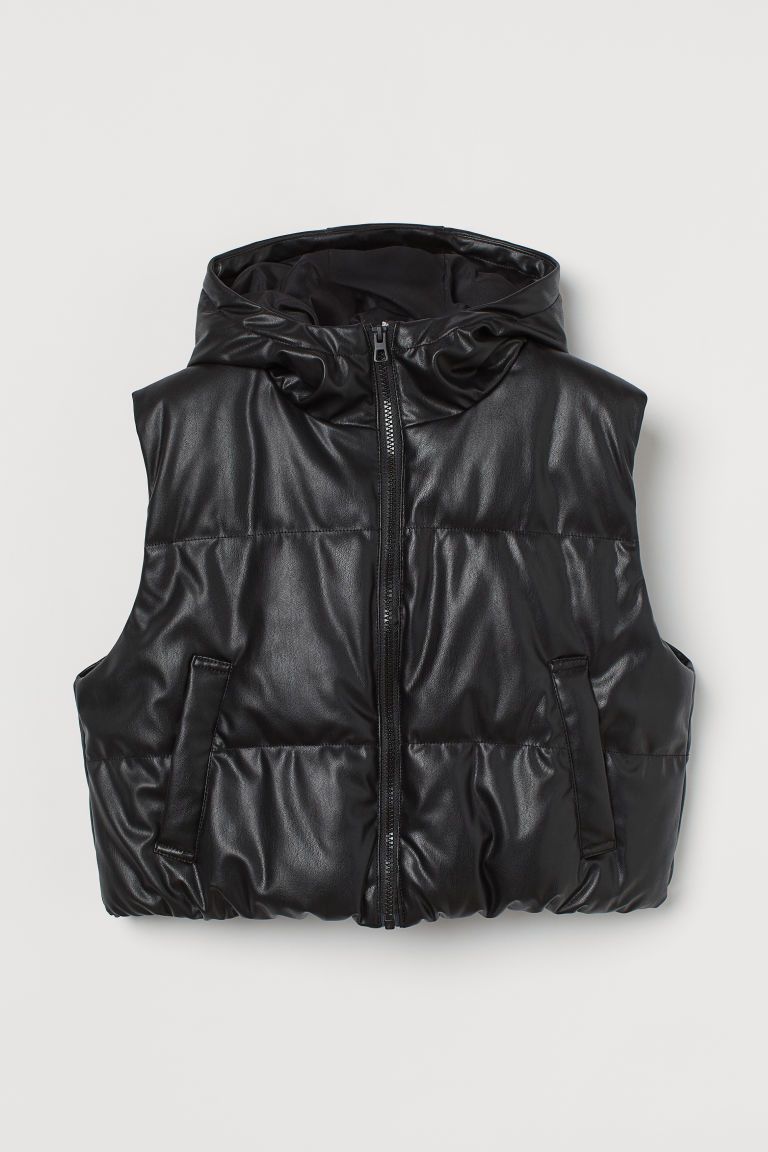 H & M - Padded Hooded Vest - Black | H&M (US + CA)