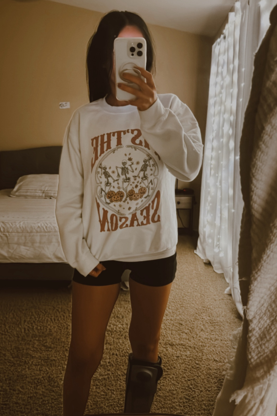 Halloween sweatshirt Tis the season spooky season fall outfit yoga shorts Curtain lights boho bedding casual outfit pregnant maternity king Bedframe king bed sheets master bedroom 

#LTKHalloween #LTKSaleAlert #LTKHome