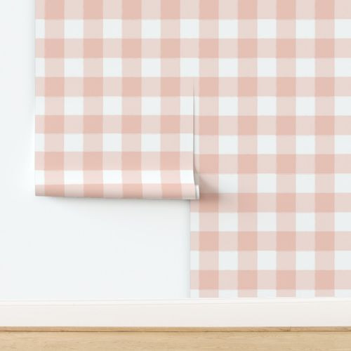 Large Blush Pink Buffalo Check Gingham | Spoonflower
