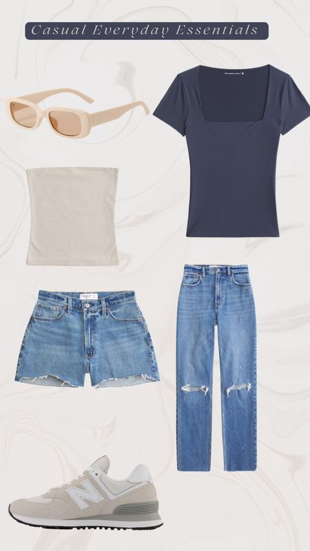 Casual everyday staples!🤍
Closet staples, base outfits, neutrals, jeans, shorts, A&F, Amazon, spring, summer, sunglasses, sneakers, new balances, tube top, clean girl 

#LTKsalealert #LTKstyletip #LTKSeasonal