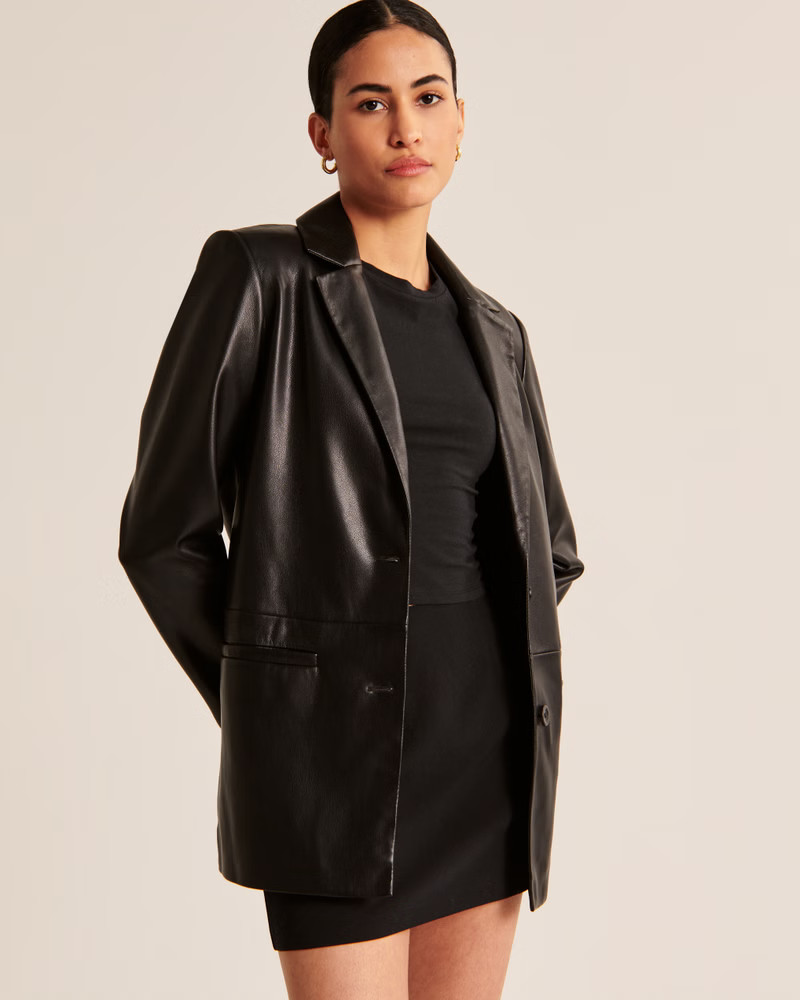 Vegan Leather Blazer | Abercrombie & Fitch (US)