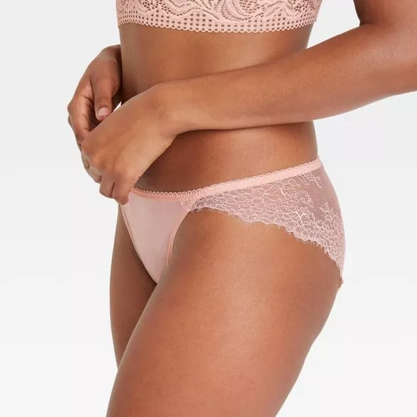 Women's Lace And Mesh Cheeky Underwear - Auden™ Lilac Purple S : Target