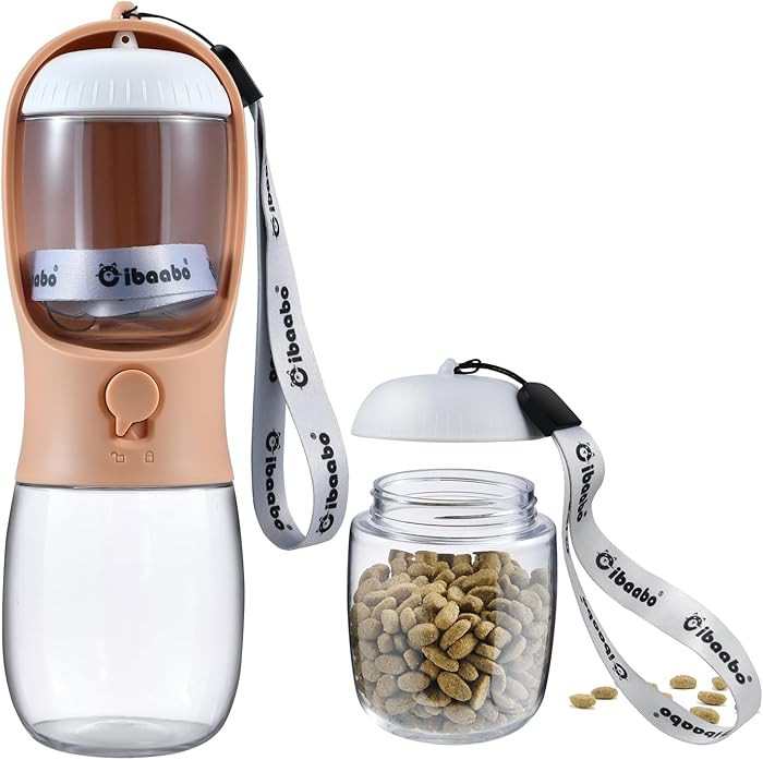 Cibaabo Dog Water Bottle with Food Container, Travel Puppy Water Bowl, Portable Pet Dispenser, Do... | Amazon (US)
