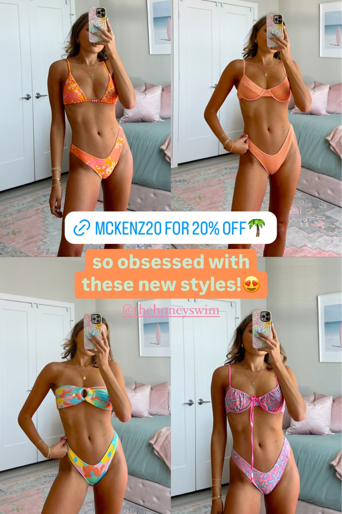 New honey swim bikinis. Code MCKENZ20 for 20% off new swimsuits 🌴💗

#LTKSwim