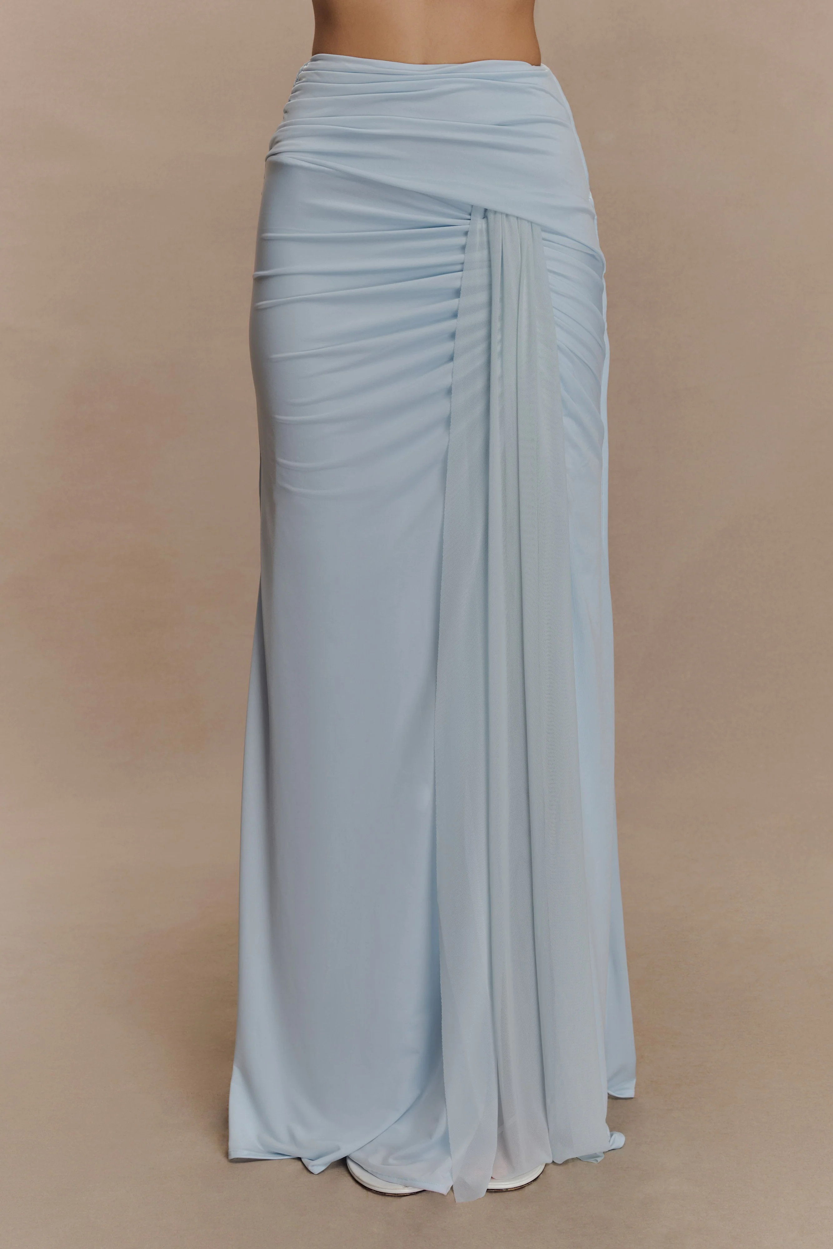 Calandra Slinky Maxi Skirt - Pale Blue | Meshki UK