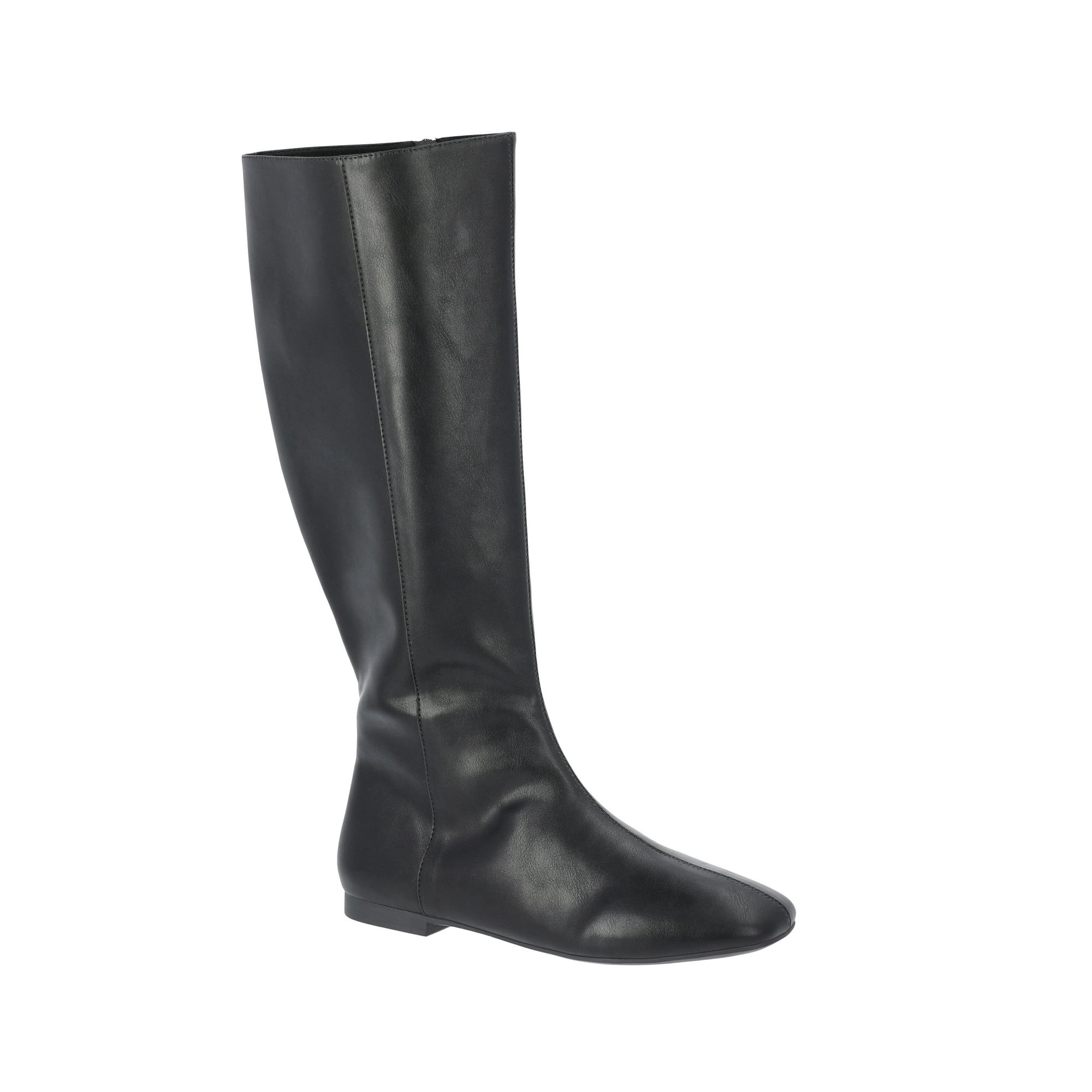 Time and Tru Women's Faux Leather Knee High Boots with Flat Heels | Walmart (US)
