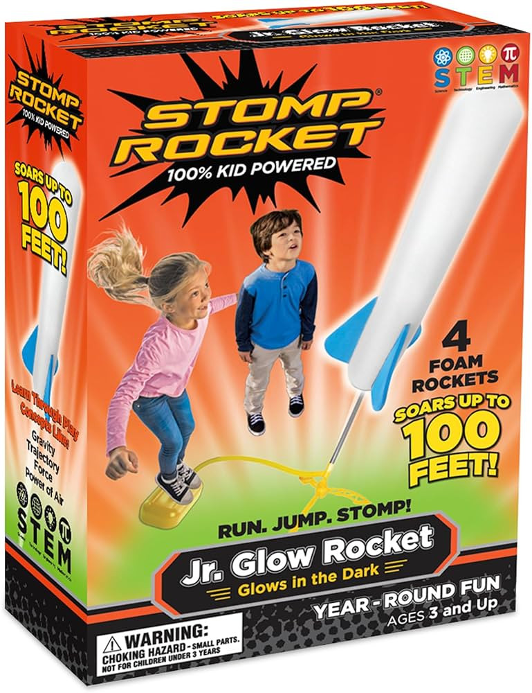 Stomp Rocket Jr Glow Rocket Launcher for Kids - 4 Glow-in-The-Dark Rockets - Outdoor Fun Toy Gift... | Amazon (US)