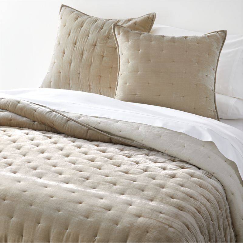 Juliet Dove Velvet King Quilt + Reviews | Crate & Barrel | Crate & Barrel