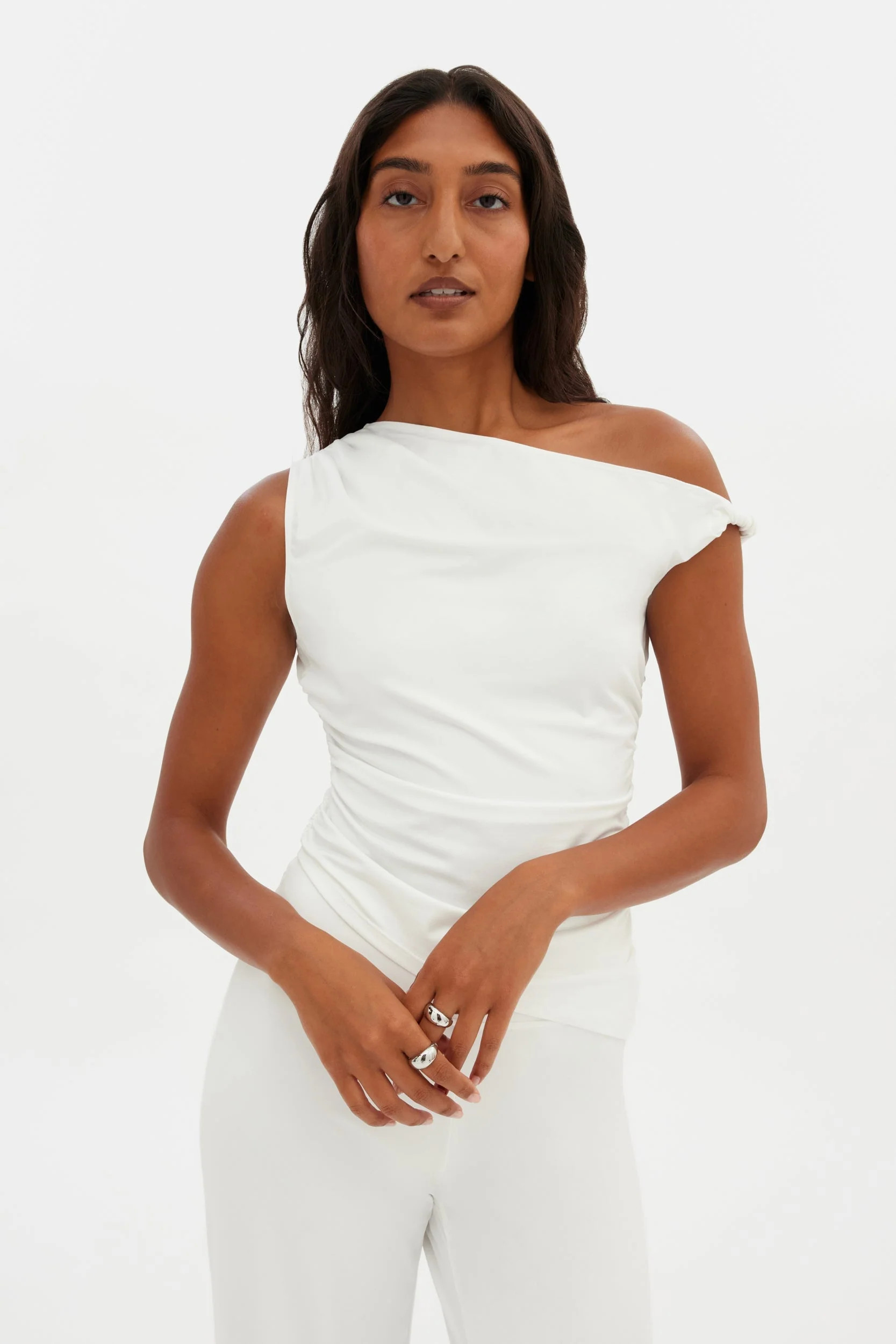 White Raya Twist Top | Girlfriend Collective