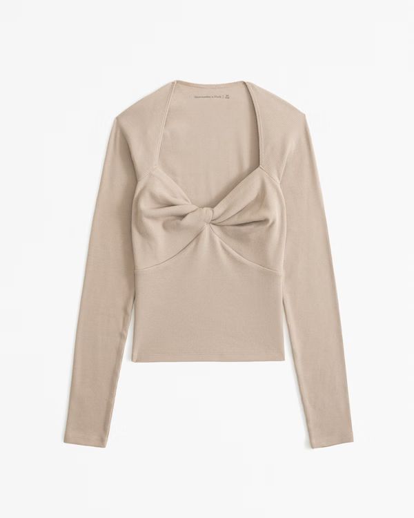 Women's Long-Sleeve Ribbed Twist Top | Women's Tops | Abercrombie.com | Abercrombie & Fitch (US)