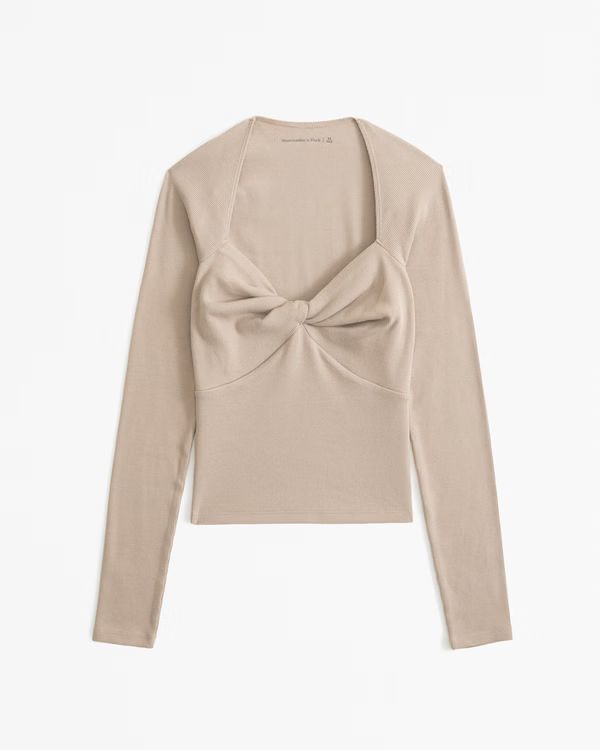 Long-Sleeve Ribbed Twist Top | Abercrombie & Fitch (US)