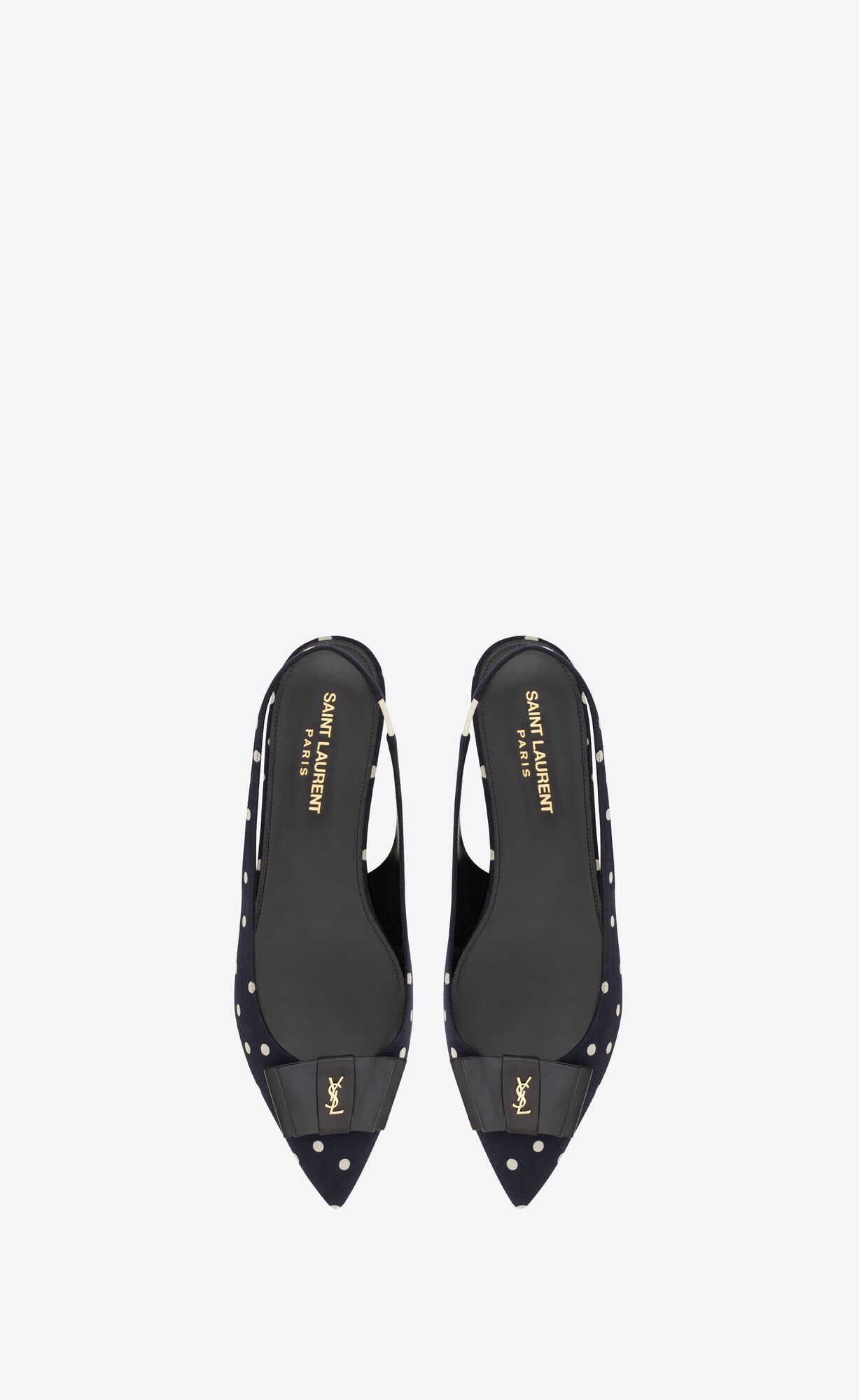 anaïs slingback flats in dotted canvas and smooth leather | Saint Laurent Inc. (Global)