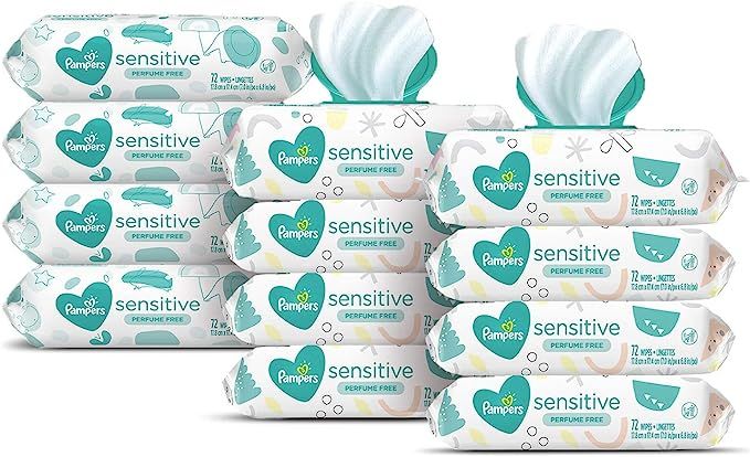 Baby Wipes, Pampers Sensitive Water Based Baby Diaper Wipes, Hypoallergenic and Unscented, 8 Pop-... | Amazon (US)