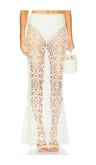 Obie Long Skirt in Cream | Revolve Clothing (Global)