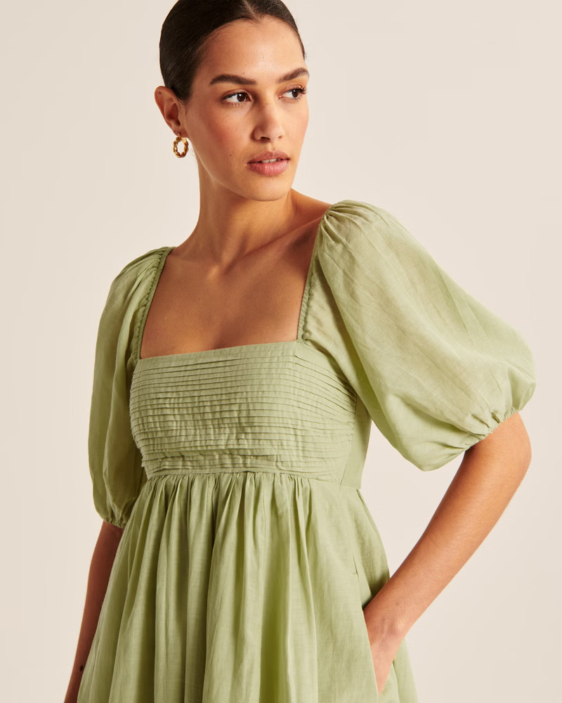 Emerson Ruched Puff Sleeve Mini Dress | Abercrombie & Fitch (US)