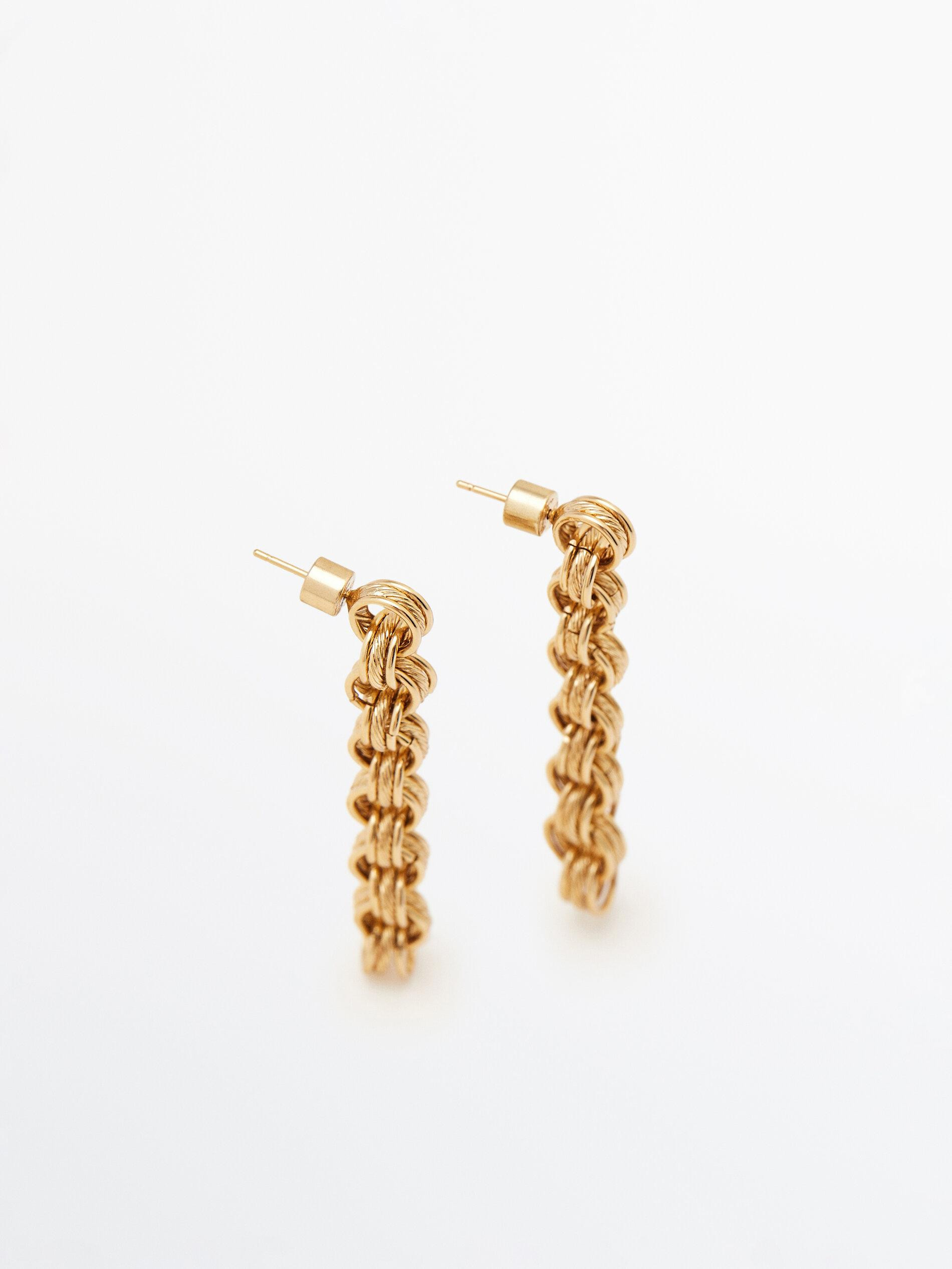 Gold-plated multi-chain earrings | Massimo Dutti US