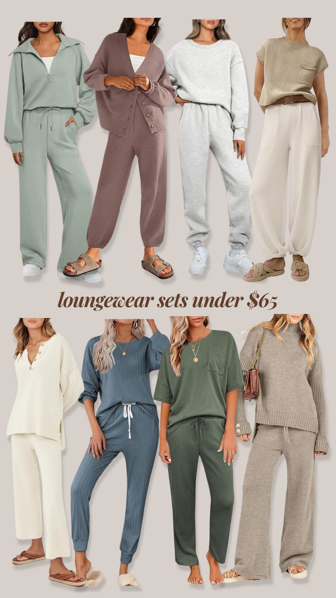 Amazon fashion
Amazon loungewear sets
Matching set
Weekend outfit
Spanx AirEssentials dupe
Sage green matching set
Purple lounge set
Gray sweatsuit
Gray sweatshirt and gray sweatpants
Beige sweater & white pants
White loungewear set
Blue loungewear set
Green pajamas
Light brown sweater
Light brown sweater pants

#LTKstyletip #LTKSeasonal #LTKfindsunder50