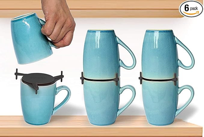 ELYPRO Coffee Mug Organizers and Storage, Kitchen Cabinet Shelf Organizer - Cupboard and Pantry O... | Amazon (US)