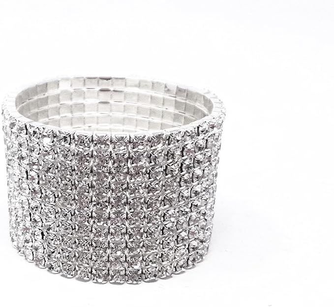 Honbay Bridal 10 Row Rhinestone Stretch Bracelet for Wedding, Party or Pageant | Amazon (US)