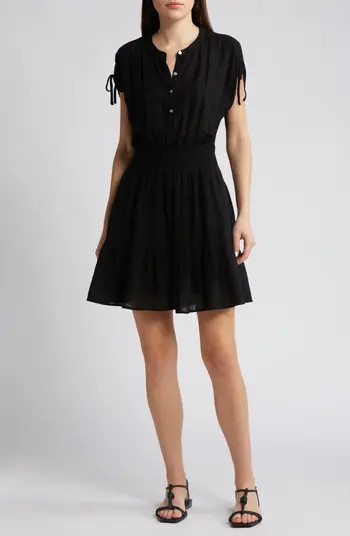 Samina Smocked Linen Blend Dress | Nordstrom