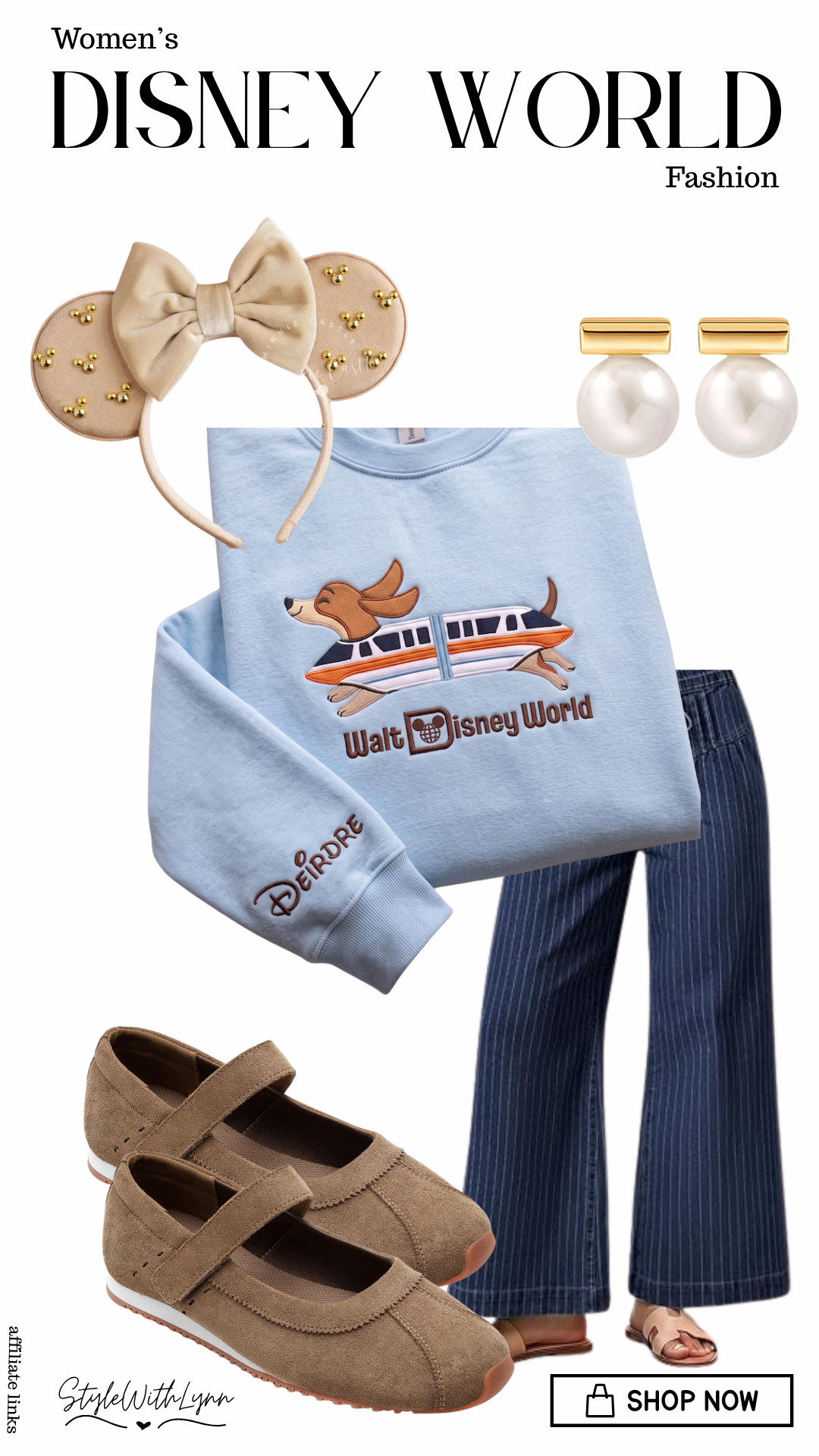 Okay, this one is so cute for a more elevated Disney day! 🐶🚝✨ The blue Disney World dog sweatshirt is giving “I’m going to the parks, but make it chic” and I’m loving the neutral accessories with it!

I linked everything you need to recreate this look, from the sweatshirt and Mickey ears to the pearl earrings, wide-leg pants, and comfy Mary Jane sneakers. 👟🎀

✨ Tap the links to shop the entire outfit!
💙 Save this one for your next Disney trip!
👯‍♀️ Send this to your Disney bestie who needs a new park outfit!
🛍️ Everything is linked!

#DisneyStyle #DisneyWorldOutfit #DisneyMomStyle #DisneyOutfit #DisneyFashion #DisneyParks #MagicKingdomOutfit #DisneyWorldFashion #DisneyEars #DisneyMom #WhatToWearToDisney 

 #LTKootd #LTKmomlife #LTKTravel