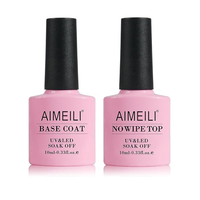AIMEILI Gel Nail Polish No Wipe Top and Base Coat Set, Shine Finish and Long Lasting, Soak Off Ge... | Amazon (US)