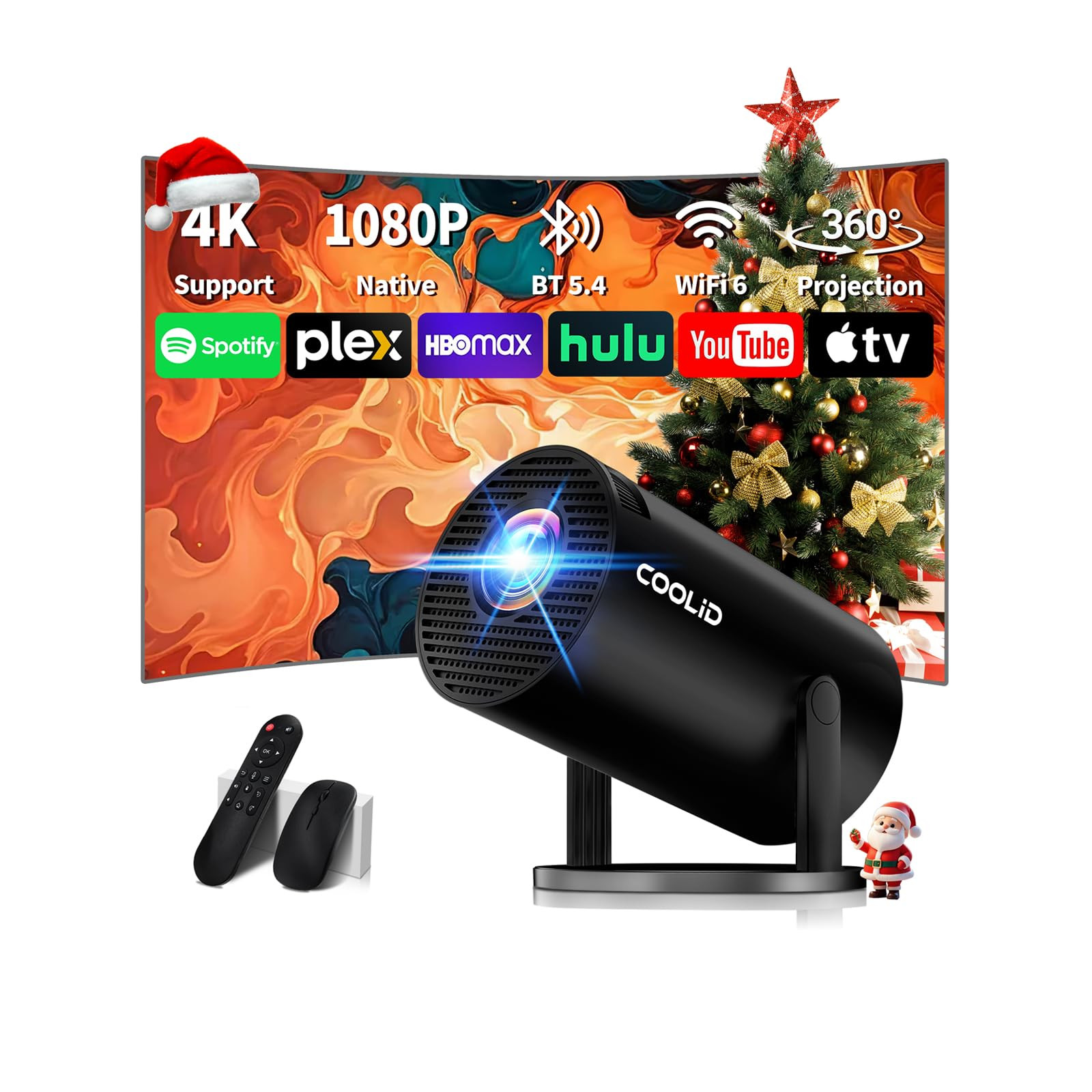 [Built-in Apps & 2025 Upgraded] Mini Projector Support 4K 1080P Auto Keystone 270° Rotatable wit... | Amazon (US)
