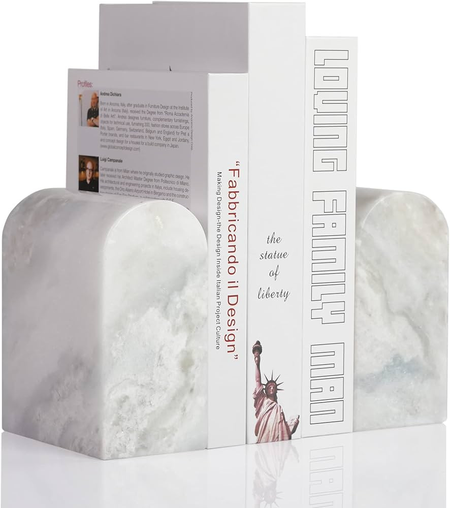Koville Luxury Namibia Africa Marble Bookends for Shelves, Non-Skid Book Ends, Heavy Duty Marble ... | Amazon (US)